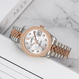 BUREI Luxury Automatic Watch 36mm, Fashion Waterproof Mechanical Watch, Adjustable Stainless Steel Two Tone Strap