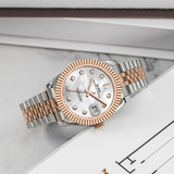 BUREI Luxury Automatic Watch 36mm, Fashion Waterproof Mechanical Watch, Adjustable Stainless Steel Two Tone Strap