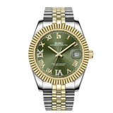 BUREI Luxury Automatic Watch 36mm, Fashion Waterproof Mechanical Watch, Adjustable Stainless Steel Two Tone Strap
