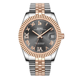 BUREI Luxury Automatic Watch 36mm, Fashion Waterproof Mechanical Watch, Adjustable Stainless Steel Two Tone Strap