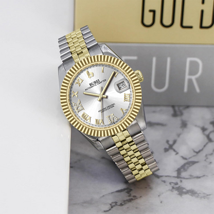 BUREI Luxury Automatic Watch 36mm, Fashion Waterproof Mechanical Watch, Adjustable Stainless Steel Two Tone Strap