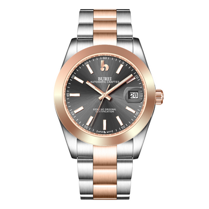 BUREI Luxury Automatic Watch 36mm, Fashion Waterproof Mechanical Watch, Adjustable Stainless Steel Two Tone Strap