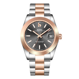 BUREI Luxury Automatic Watch 36mm, Fashion Waterproof Mechanical Watch, Adjustable Stainless Steel Two Tone Strap