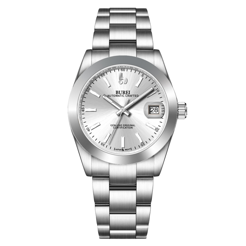 BUREI Luxury Automatic Watch 36mm, Fashion Waterproof Mechanical Watch, Adjustable Stainless Steel Two Tone Strap