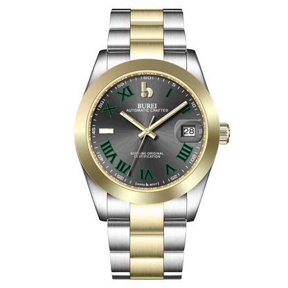 BUREI Luxury Automatic Watch 36mm, Fashion Waterproof Mechanical Watch, Adjustable Stainless Steel Two Tone Strap