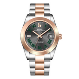 BUREI Luxury Automatic Watch 36mm, Fashion Waterproof Mechanical Watch, Adjustable Stainless Steel Two Tone Strap