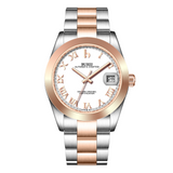 BUREI Luxury Automatic Watch 36mm, Fashion Waterproof Mechanical Watch, Adjustable Stainless Steel Two Tone Strap