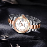 BUREI Luxury Automatic Watch 36mm, Fashion Waterproof Mechanical Watch, Adjustable Stainless Steel Two Tone Strap