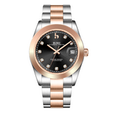 BUREI Luxury Automatic Watch 36mm, Fashion Waterproof Mechanical Watch, Adjustable Stainless Steel Two Tone Strap