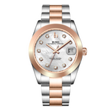 BUREI Luxury Automatic Watch 36mm, Fashion Waterproof Mechanical Watch, Adjustable Stainless Steel Two Tone Strap