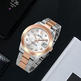 BUREI Luxury Automatic Watch 36mm, Fashion Waterproof Mechanical Watch, Adjustable Stainless Steel Two Tone Strap