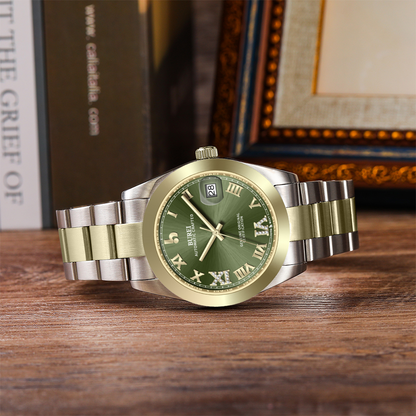 BUREI Luxury Automatic Watch 36mm, Fashion Waterproof Mechanical Watch, Adjustable Stainless Steel Two Tone Strap