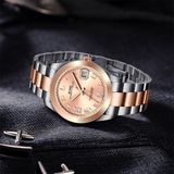 BUREI Luxury Automatic Watch 36mm, Fashion Waterproof Mechanical Watch, Adjustable Stainless Steel Two Tone Strap