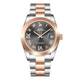 BUREI Luxury Automatic Watch 36mm, Fashion Waterproof Mechanical Watch, Adjustable Stainless Steel Two Tone Strap