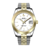 BUREI Luxury Automatic Watch 36mm, Fashion Waterproof Mechanical Watch, Adjustable Stainless Steel Two Tone Strap
