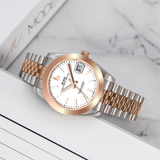 BUREI Luxury Automatic Watch 36mm, Fashion Waterproof Mechanical Watch, Adjustable Stainless Steel Two Tone Strap