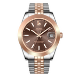 BUREI Luxury Automatic Watch 36mm, Fashion Waterproof Mechanical Watch, Adjustable Stainless Steel Two Tone Strap