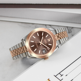 BUREI Luxury Automatic Watch 36mm, Fashion Waterproof Mechanical Watch, Adjustable Stainless Steel Two Tone Strap