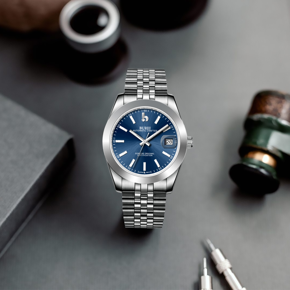 BUREI Luxury Automatic Watch 36mm, Fashion Waterproof Mechanical Watch, Adjustable Stainless Steel Two Tone Strap