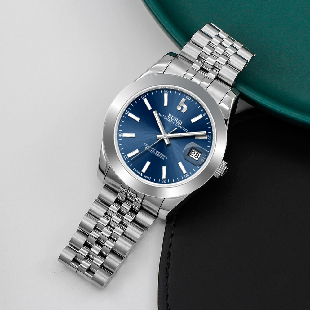 BUREI Luxury Automatic Watch 36mm, Fashion Waterproof Mechanical Watch, Adjustable Stainless Steel Two Tone Strap