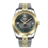 BUREI Luxury Automatic Watch 36mm, Fashion Waterproof Mechanical Watch, Adjustable Stainless Steel Two Tone Strap