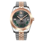 BUREI Luxury Automatic Watch 36mm, Fashion Waterproof Mechanical Watch, Adjustable Stainless Steel Two Tone Strap