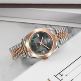 BUREI Luxury Automatic Watch 36mm, Fashion Waterproof Mechanical Watch, Adjustable Stainless Steel Two Tone Strap