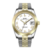 BUREI Luxury Automatic Watch 36mm, Fashion Waterproof Mechanical Watch, Adjustable Stainless Steel Two Tone Strap