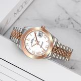 BUREI Luxury Automatic Watch 36mm, Fashion Waterproof Mechanical Watch, Adjustable Stainless Steel Two Tone Strap