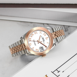 BUREI Luxury Automatic Watch 36mm, Fashion Waterproof Mechanical Watch, Adjustable Stainless Steel Two Tone Strap