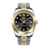 BUREI Luxury Automatic Watch 36mm, Fashion Waterproof Mechanical Watch, Adjustable Stainless Steel Two Tone Strap