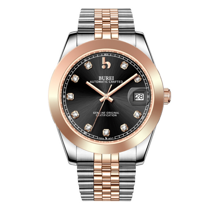 BUREI Luxury Automatic Watch 36mm, Fashion Waterproof Mechanical Watch, Adjustable Stainless Steel Two Tone Strap