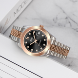 BUREI Luxury Automatic Watch 36mm, Fashion Waterproof Mechanical Watch, Adjustable Stainless Steel Two Tone Strap