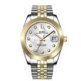 BUREI Luxury Automatic Watch 36mm, Fashion Waterproof Mechanical Watch, Adjustable Stainless Steel Two Tone Strap