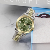 BUREI Luxury Automatic Watch 36mm, Fashion Waterproof Mechanical Watch, Adjustable Stainless Steel Two Tone Strap