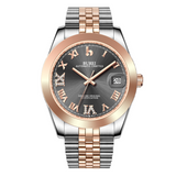 BUREI Luxury Automatic Watch 36mm, Fashion Waterproof Mechanical Watch, Adjustable Stainless Steel Two Tone Strap