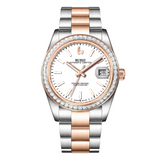 BUREI Luxury Automatic Watch 36mm, Fashion Waterproof Mechanical Watch, Adjustable Stainless Steel Two Tone Strap