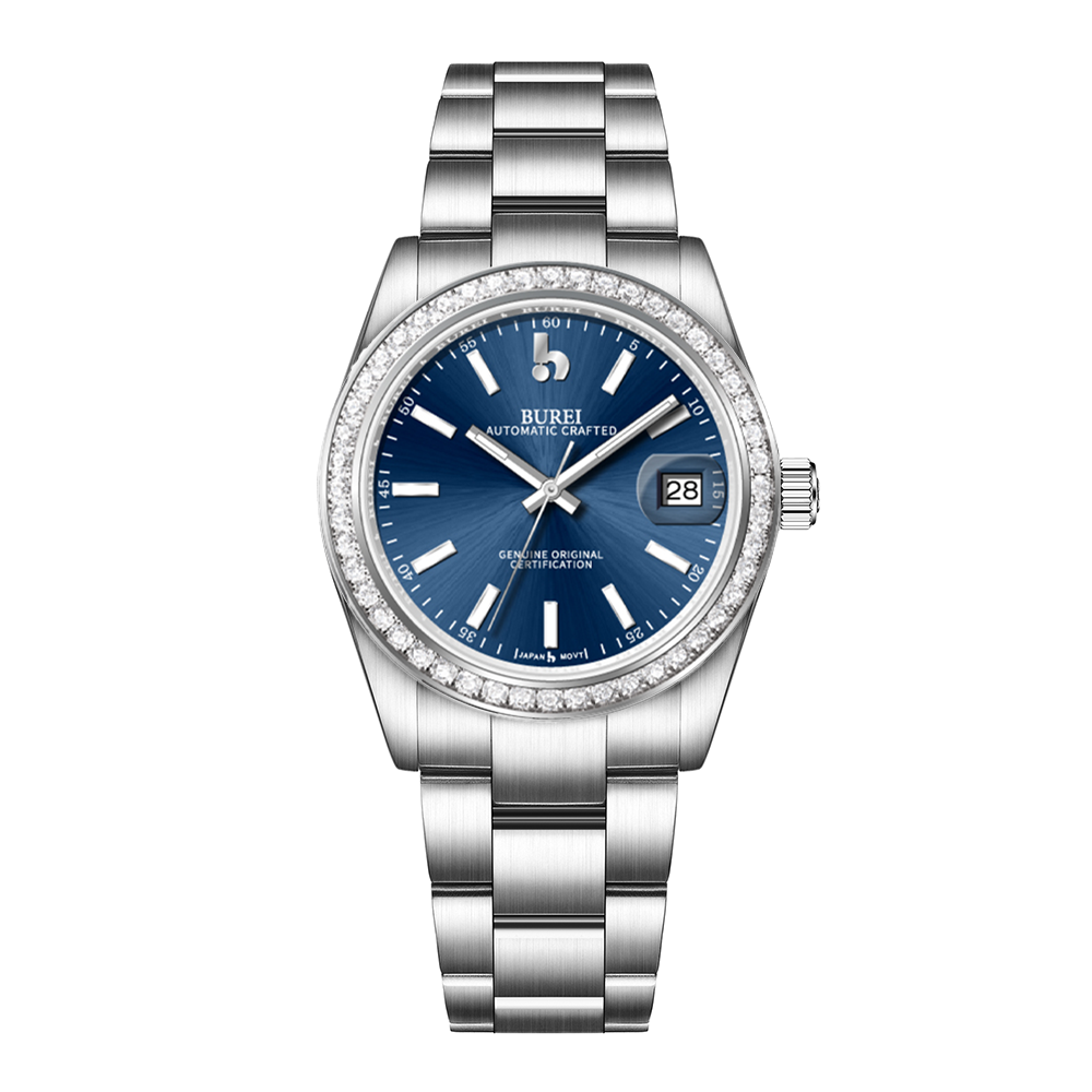 BUREI Luxury Automatic Watch 36mm, Fashion Waterproof Mechanical Watch, Adjustable Stainless Steel Two Tone Strap