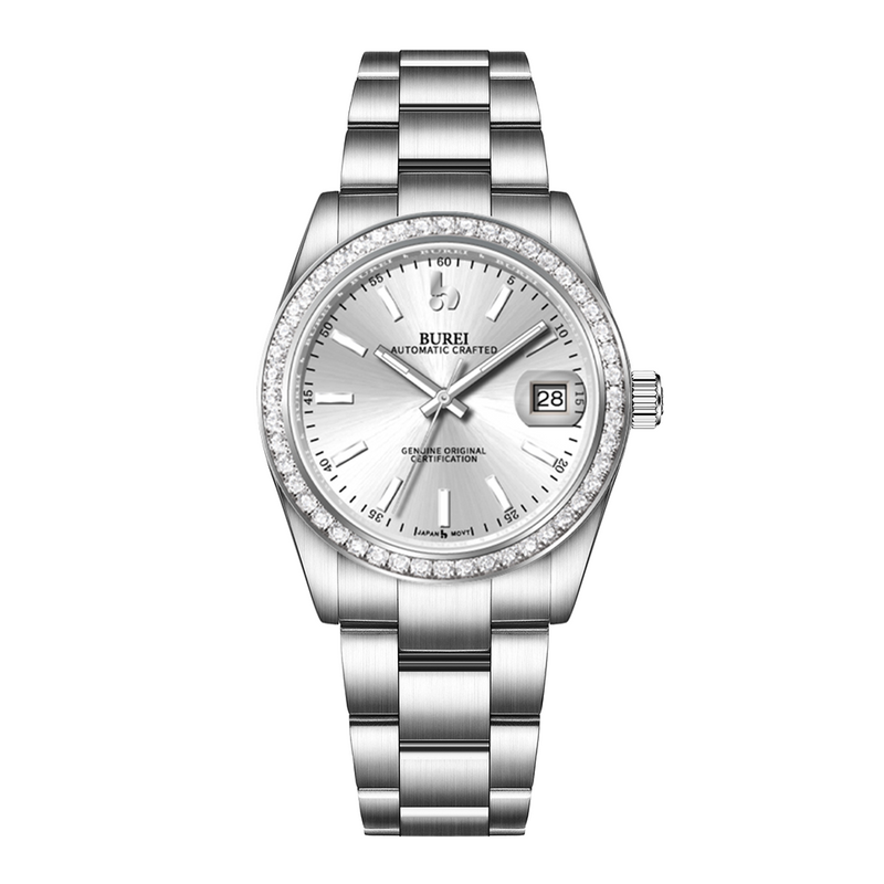 BUREI Luxury Automatic Watch 36mm, Fashion Waterproof Mechanical Watch, Adjustable Stainless Steel Two Tone Strap