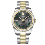 BUREI Luxury Automatic Watch 36mm, Fashion Waterproof Mechanical Watch, Adjustable Stainless Steel Two Tone Strap