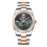 BUREI Luxury Automatic Watch 36mm, Fashion Waterproof Mechanical Watch, Adjustable Stainless Steel Two Tone Strap