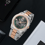 BUREI Luxury Automatic Watch 36mm, Fashion Waterproof Mechanical Watch, Adjustable Stainless Steel Two Tone Strap