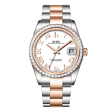 BUREI Luxury Automatic Watch 36mm, Fashion Waterproof Mechanical Watch, Adjustable Stainless Steel Two Tone Strap