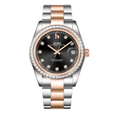 BUREI Luxury Automatic Watch 36mm, Fashion Waterproof Mechanical Watch, Adjustable Stainless Steel Two Tone Strap