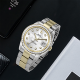 BUREI Luxury Automatic Watch 36mm, Fashion Waterproof Mechanical Watch, Adjustable Stainless Steel Two Tone Strap