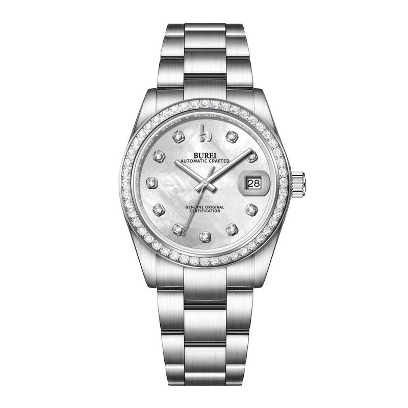 BUREI Luxury Automatic Watch 36mm, Fashion Waterproof Mechanical Watch, Adjustable Stainless Steel Two Tone Strap