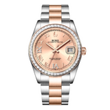 BUREI Luxury Automatic Watch 36mm, Fashion Waterproof Mechanical Watch, Adjustable Stainless Steel Two Tone Strap