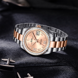 BUREI Luxury Automatic Watch 36mm, Fashion Waterproof Mechanical Watch, Adjustable Stainless Steel Two Tone Strap