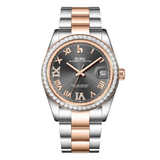 BUREI Luxury Automatic Watch 36mm, Fashion Waterproof Mechanical Watch, Adjustable Stainless Steel Two Tone Strap