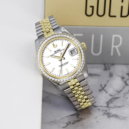BUREI Luxury Automatic Watch 36mm, Fashion Waterproof Mechanical Watch, Adjustable Stainless Steel Two Tone Strap